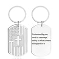 thumbnail image 1 of APSVO Silver Unisex Customized Keychain Amulet American Flag Dog Tag Cross Backpack Car Accessories Decor for Men Women Wife Husband Boyfriend Girlfirend Christmas Christian Religious Jewelry Gift, 1 of 5