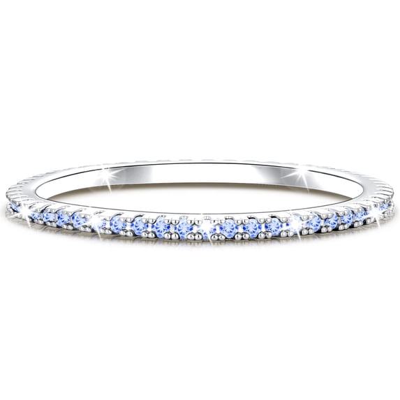 APSVO S925 Sterling Silver Plated Rings for Women Girls CZ March Birthstone Ring with Blue Aquamarine Promise Band Birthday Graduation Jewelry Gifts Teen Mom Her Wife Lady Kids Ideas
