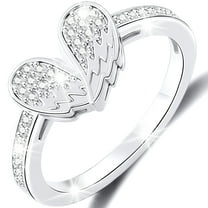APSVO 18K White Gold Plated Love Heart Rings for Women CZ S925 Sterling Silver Eternity Promise Wedding Band Engagement Rings Birthday Valentines Day Jewelry Gifts Her Teen Wife Mom Girlfriend Ideas