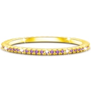 APSVO 18K Gold Plated Rings for Women Girls Non Tarnish CZ June Birthstone Ring with Purple Alexandrite Eternity Promise Band Wedding Birthday Graduation Jewelry Gifts Teen Mom Kids Ideas