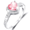 thumbnail image 1 of APSVO S925 Sterling Silver Plated Love Heart Rings for Women Girls CZ October Birthstone Ring with Pink Tourmaline Promise Band Wedding Birthday Graduation Jewelry Gifts Teen Mom Her Kids, 1 of 9