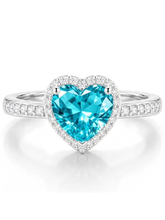 Birthday Christmas Jewelry Gifts for Women Teen Girls Kids Stocking Stuffers 925 Silver Plated Love Heart Rings December Birthstone with Blue Tanzanite Eternity Promise Band Engagement Wedding