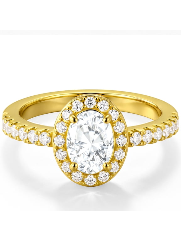 18K Gold Plated Oval Rings for Women Eternity Promise Wedding Band Engagement Rings Birthday Prom Graduation Jewelry Gifts Her Girlfriend Wife Female Adults Teen Ideas