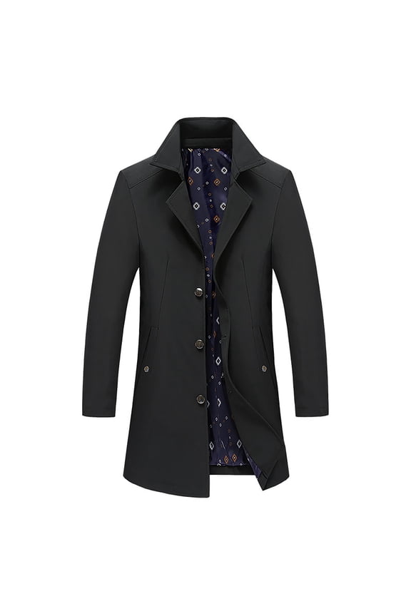 Men's Overcoat Business Casual Windbreaker Single-Breasted Slim Fit Coats