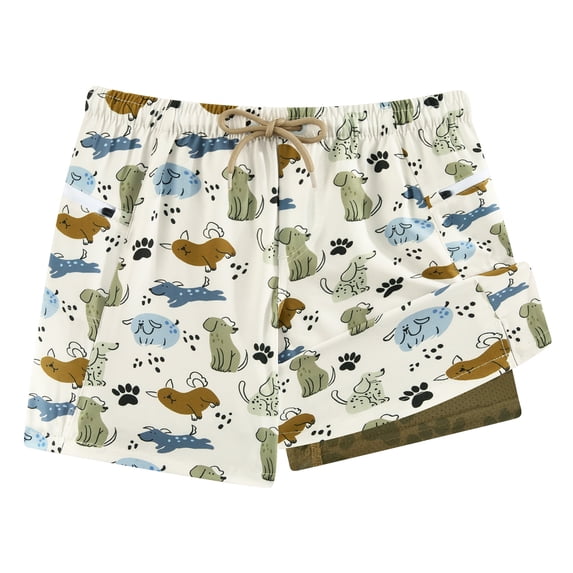 APTRO Boy's Swim Trunks with Compression Liner Swim Shorts Zipper Pockets Swimsuits Dog 5-16 Years