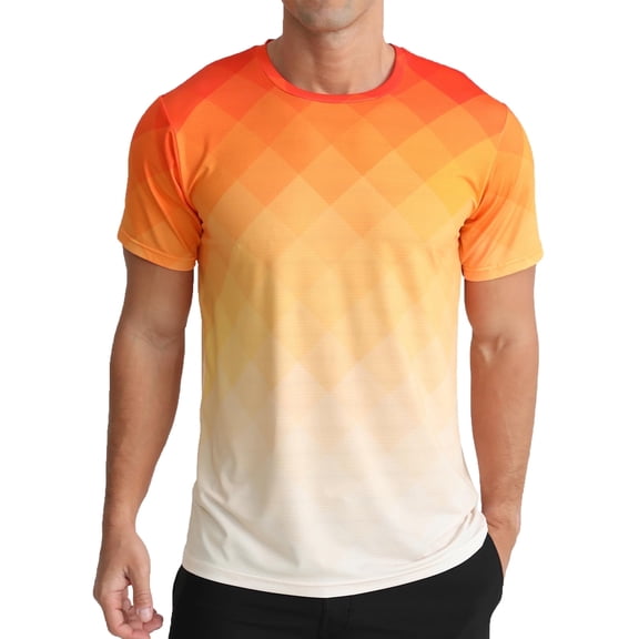 APTRO Men's and Big Men's Workout Shirt Athletic Core Shirt Quick Dry Moisture Wicking Short Sleeve Performance T-Shirt Gradient Orange,Sizes S-3XL