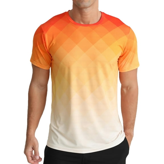 APTRO Men's and Big Men's Athletic Core T-Shirt Quick Dry Moisture Wicking Short Sleeve Shirt Workout Running T-Shirt Gradient Orange,Sizes S-3XL