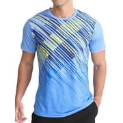 APTRO Mens and Big Mens Workout Shirt Athletic Core Shirt Quick Dry Moisture Wicking Short Sleeve Performance T-Shirt Stripe Gradient Blue,Sizes S-3XL
