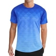thumbnail image 1 of APTRO Men's and Big Men's Workout Shirt Athletic Core Shirt Quick Dry Moisture Wicking Short Sleeve Performance T-Shirt Grid Gradient Deep Blue,Sizes S-3XL, 1 of 7