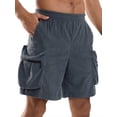 thumbnail image 1 of APTRO Men's Cargo Shorts 9" Elastic Waist Drawstring Summer Casual Corduroy Work Shorts with Zipper Pockets Dark Gray M, 1 of 5
