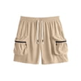 thumbnail image 1 of APTRO Men's Cargo Shorts 9" Elastic Waist Drawstring Summer Casual Corduroy Work Shorts with Zipper Pockets Light Khaki XL, 1 of 1