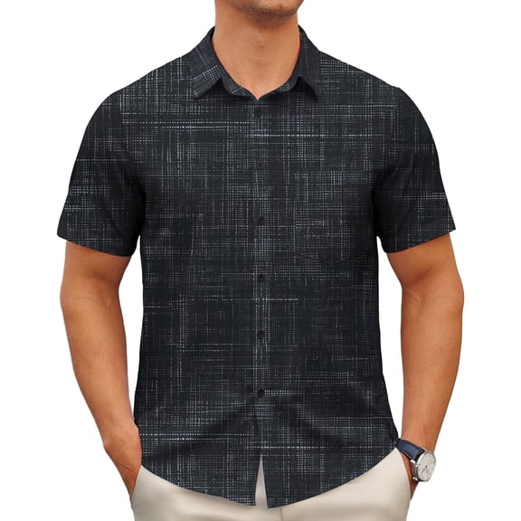 APTRO Men's Casual Dress Shirts Short Sleeve Button Down Shirts Quick Dry Summer Beach Shirts With Pocket M01 Black L