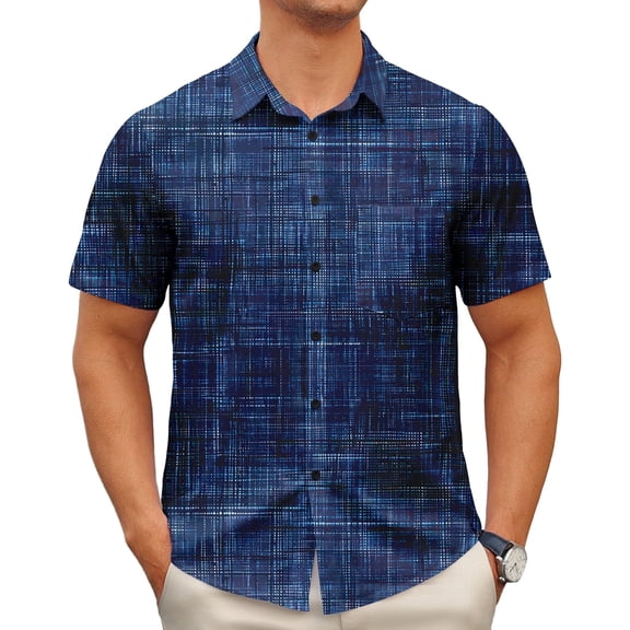APTRO Men's Casual Dress Shirts Short Sleeve Button Down Shirts Quick Dry Summer Beach Shirts With Pocket M02 Navy L