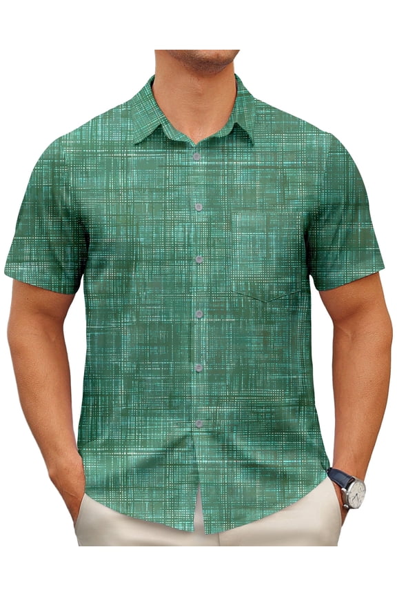Men's Casual Dress Shirts Short Sleeve Button Down Shirts Quick Dry Summer Beach Shirts With Pocket M05 Green 3XL