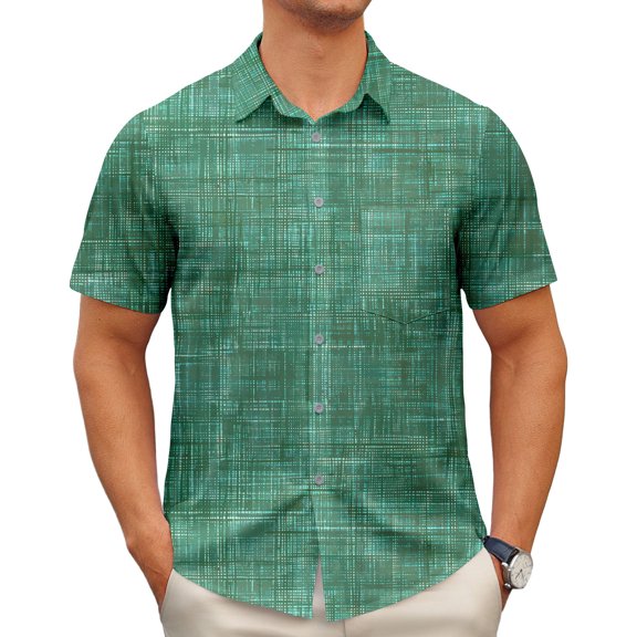 APTRO Men's Casual Dress Shirts Short Sleeve Button Down Shirts Quick Dry Summer Beach Shirts With Pocket M05 Green M