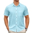 thumbnail image 1 of APTRO Men's Casual Dress Shirts Short Sleeve Button Down Shirts Quick Dry Summer Beach Shirts With Pocket M06 Blue 3XL, 1 of 7
