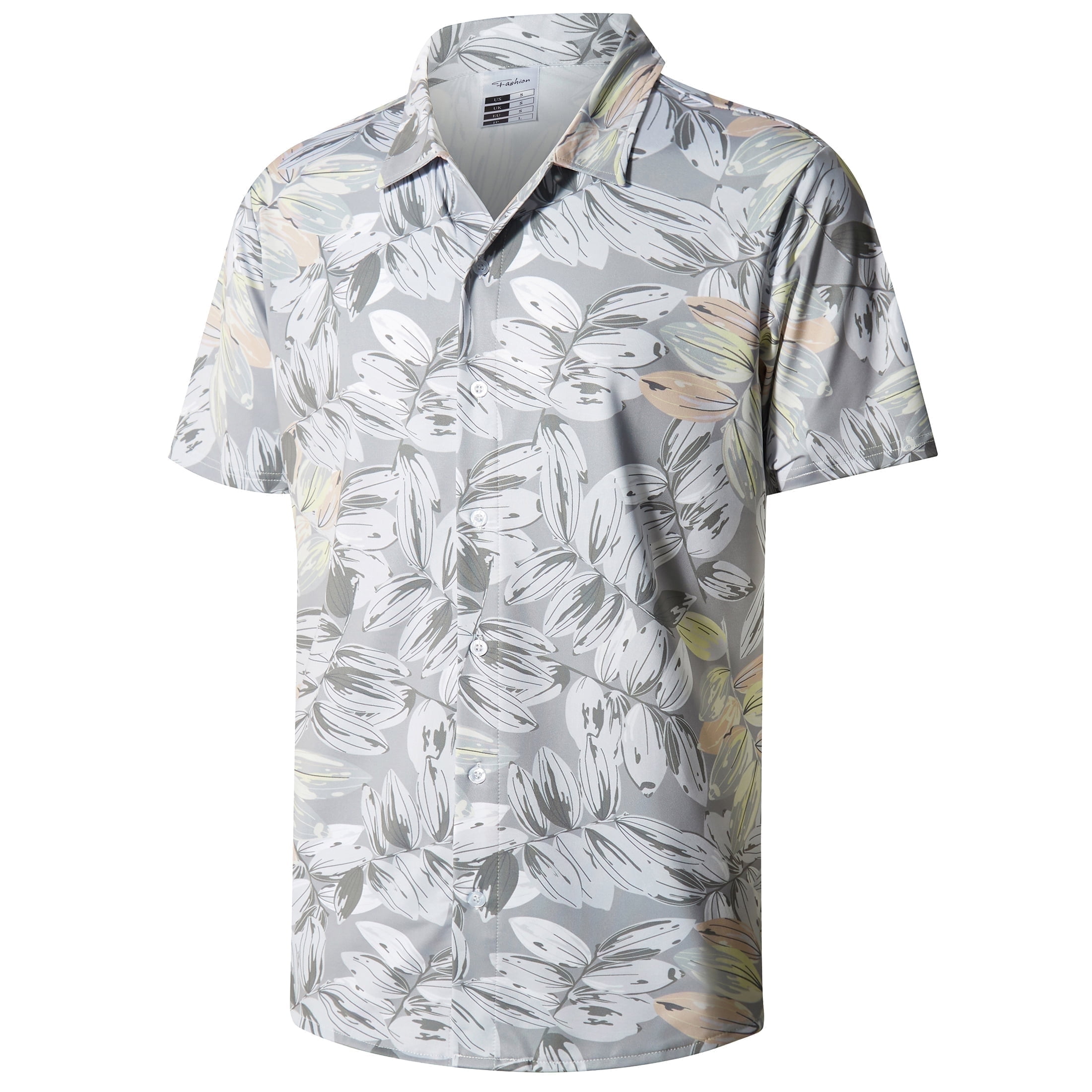 APTRO Men's Hawaiian Shirt Wrinkle Free Short Sleeve Floral Tropical Casual Button Down Summer Shirt Gray MC07 S