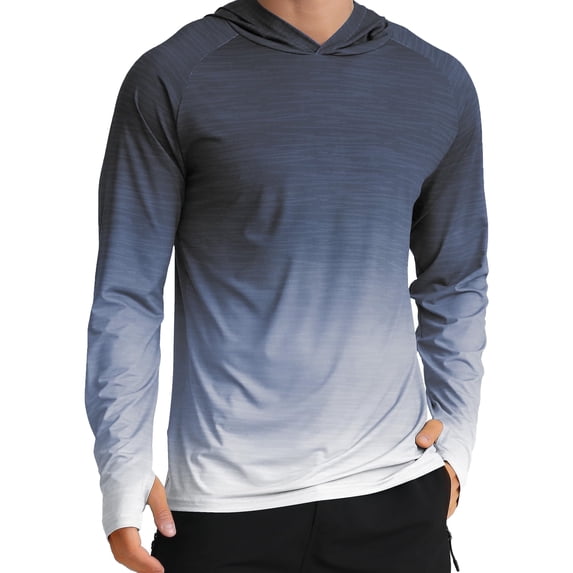 APTRO Men's UPF 50+ Sun Protection Hoodie Shirts Long Sleeve UV Outdoor Fishing Shirts SPF Rash Guard Shirts for Men Gradient Gray M