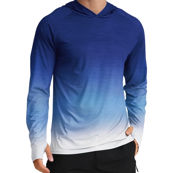 APTRO Men's UPF 50 Sun Protection Hoodie Shirts Long Sleeve UV Outdoor Fishing Shirts SPF Rash Guard Shirts for Men Gradient Navy L
