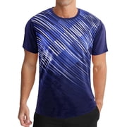 APTRO Mens and Big Mens Workout Shirt Athletic Core Shirt Quick Dry Moisture Wicking Short Sleeve Performance T-Shirt Stripe Navy,Sizes S-3XL
