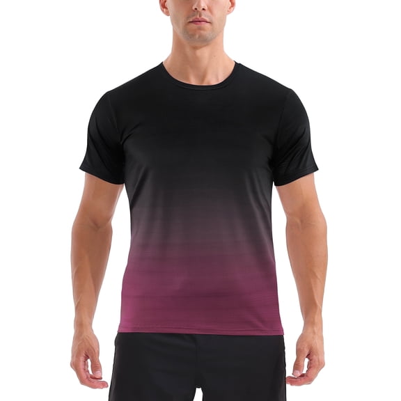 APTRO Men's and Big Men's Workout Shirt Athletic Core Shirt Quick Dry Moisture Wicking Short Sleeve Performance T-Shirt Gradient Wine Red,Sizes S-3XL