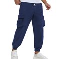 thumbnail image 1 of APTRO Mens Corduroy Sweatpants Casual Cargo Pants Elastic Waist Drawstring Baggy Tapered Jogger Pants with Zipper Pockets Navy MG022 XL, 1 of 7