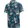 thumbnail image 1 of APTRO Mens Golf Shirt Hawaiian Polo Shirt Short Sleeve Dry Fit Performance Moisture Wicking Collared Polo Shirt With Print Flamingo Navy MPO24 S, 1 of 6