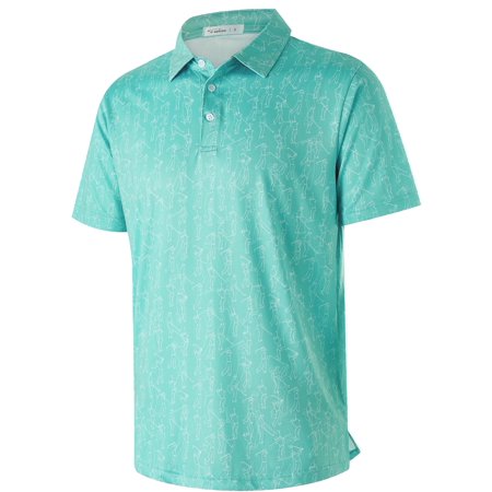 APTRO Mens Golf Shirt Short Sleeve Floral Polo Shirt Dry Fit Printed Performance Moisture Wicking Collared Polo Shirt Graphics Green MPO26 L