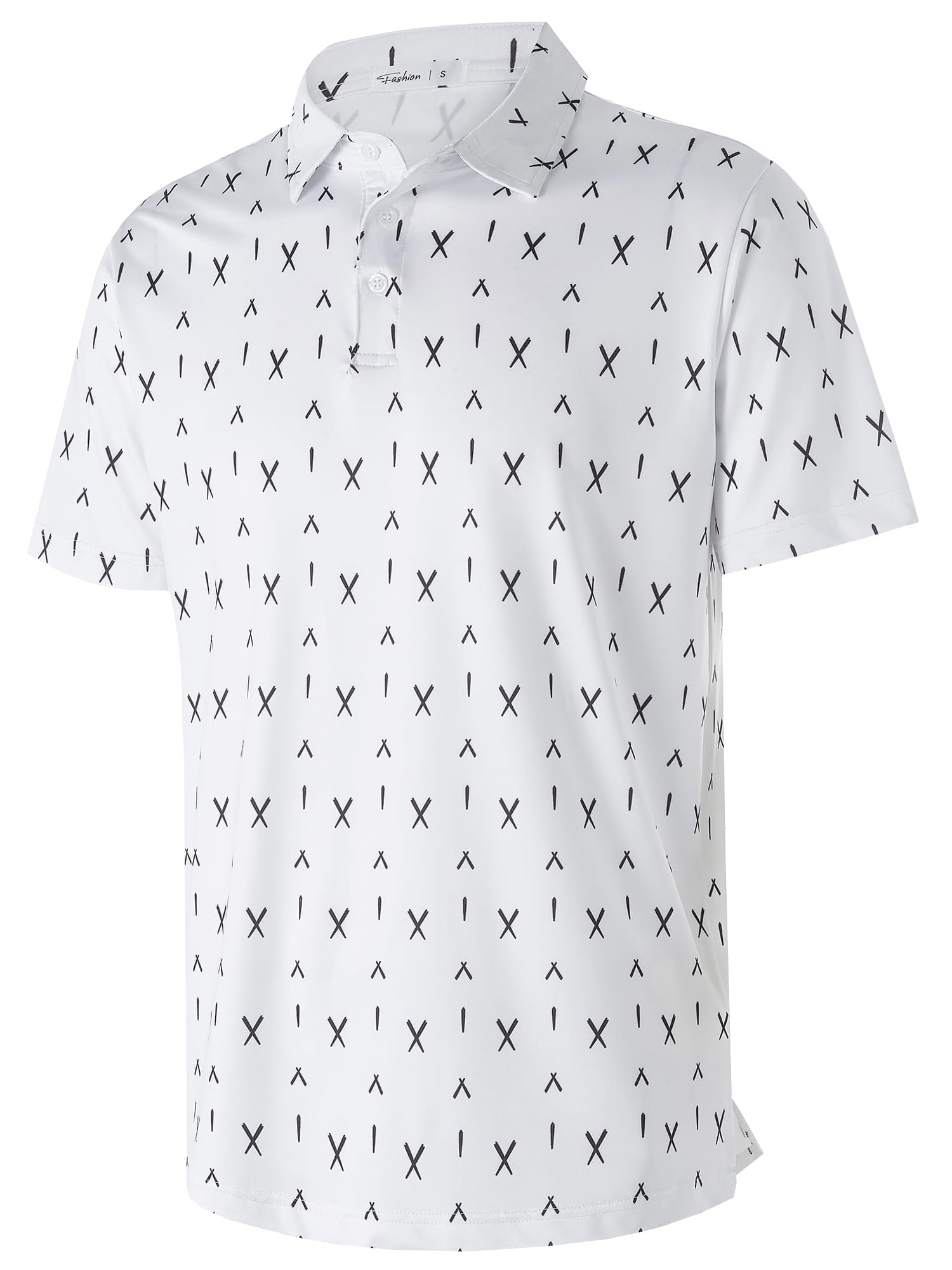 APTRO Mens Golf Shirt Short Sleeve Floral Polo Shirt Dry Fit Printed Performance Moisture Wicking Collared Polo Shirt White MPO31 L