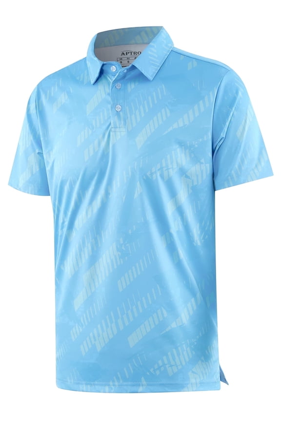 Mens Golf Shirt Hawaiian Polo Shirt Short Sleeve Dry Fit Performance Moisture Wicking Collared Polo Shirt Light Blue 050 2XL