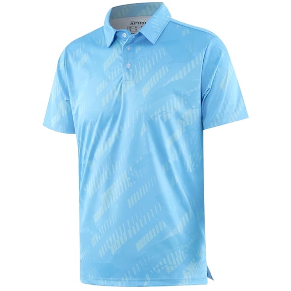 APTRO Mens Golf Shirt Hawaiian Polo Shirt Short Sleeve Dry Fit Performance Moisture Wicking Collared Polo Shirt Light Blue 050 3XL