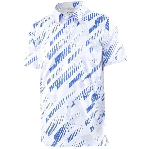 APTRO Mens Golf Shirt Hawaiian Polo Shirt Short Sleeve Dry Fit Performance Moisture Wicking Collared Polo Shirt Stripe White Blue 047 XL