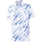 APTRO Mens Golf Shirt Hawaiian Polo Shirt Short Sleeve Dry Fit Performance Moisture Wicking Collared Polo Shirt Stripe White Blue 047 XL