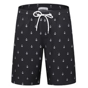 APTRO Mens Swim Trunks 9'' Mesh Liner Quick Dry Swim Shorts Board Shorts Bathing Suit Swimsuit Summer Beach Shorts Anchor Black MK106 L