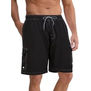 APTRO Mens Swim Trunks 9'' Mesh Liner Quick Dry Swim Shorts Board Shorts Bathing Suit Swimsuit Summer Beach Shorts Black MK129 L