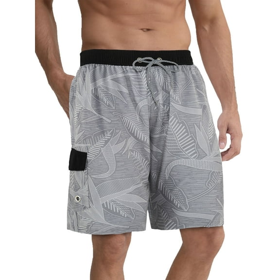 APTRO Mens Swim Trunks 9'' Mesh Liner Quick Dry Swim Shorts Board Shorts Bathing Suit Swimsuit Summer Beach Shorts Gray MK36 L