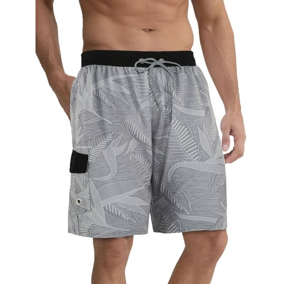 APTRO Mens Swim Trunks 9'' Mesh Liner Quick Dry Swim Shorts Board Shorts Bathing Suit Swimsuit Summer Beach Shorts Gray MK36 M