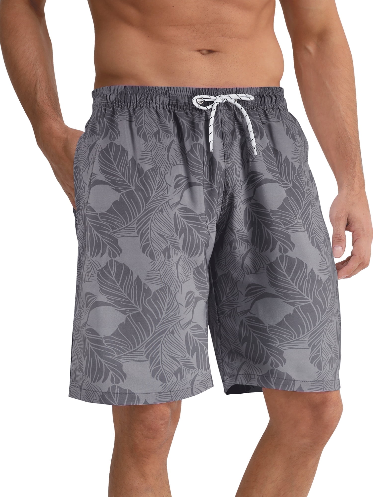 APTRO Mens Swim Trunks 9'' Mesh Liner Quick Dry Swim Shorts Board Shorts Summer Beach Shorts Gray01 MK268 4XL