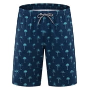 APTRO Mens Swim Trunks 9'' Mesh Liner Quick Dry Swim Shorts Board Shorts Bathing Suit Swimsuit Summer Beach Shorts Palm Navy MK205 XL
