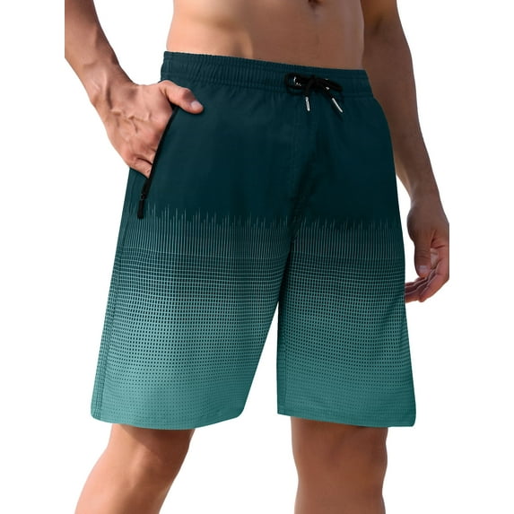 APTRO Mens Swim Trunks 9'' Mesh Liner Quick Dry Swim Shorts Board Shorts Bathing Suit Swimsuit Summer Beach Shorts With Zip Pockets Green 4XL