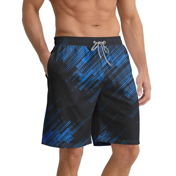 APTRO Mens Swim Trunks 9" Mesh Liner Quick Dry Striped Swim Shorts Bathing Suit Swimsuit Summer Beach Shorts Black MK424 M
