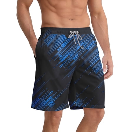 APTRO Mens Swim Trunks 9" Mesh Liner Quick Dry Striped Swim Shorts Bathing Suit Swimsuit Summer Beach Shorts Black MK424 XL