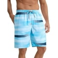 thumbnail image 1 of APTRO Mens Swim Trunks 9" Mesh Liner Quick Dry Striped Swim Shorts Bathing Suit Swimsuit Summer Beach Shorts Blue MK371 S, 1 of 6