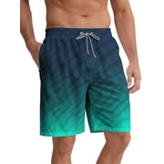 APTRO Mens Swim Trunks 9" Mesh Liner Quick Dry Striped Swim Shorts Bathing Suit Swimsuit Summer Beach Shorts Green01 MK309 L