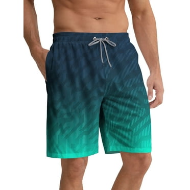 APTRO Mens Swim Trunks 9" Mesh Liner Quick Dry Striped Swim Shorts Bathing Suit Swimsuit Summer Beach Shorts Green01 MK309 M
