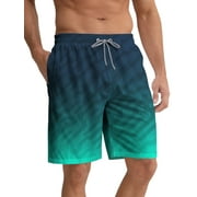 APTRO Mens Swim Trunks 9" Mesh Liner Quick Dry Striped Swim Shorts Bathing Suit Swimsuit Summer Beach Shorts Green01 MK309 XL