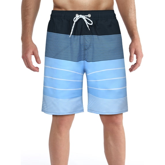 APTRO Mens Swim Trunks Mesh Liner Swimming Shorts Board Shorts Quick Dry Summer Beach Shorts Blue MK117 2XL