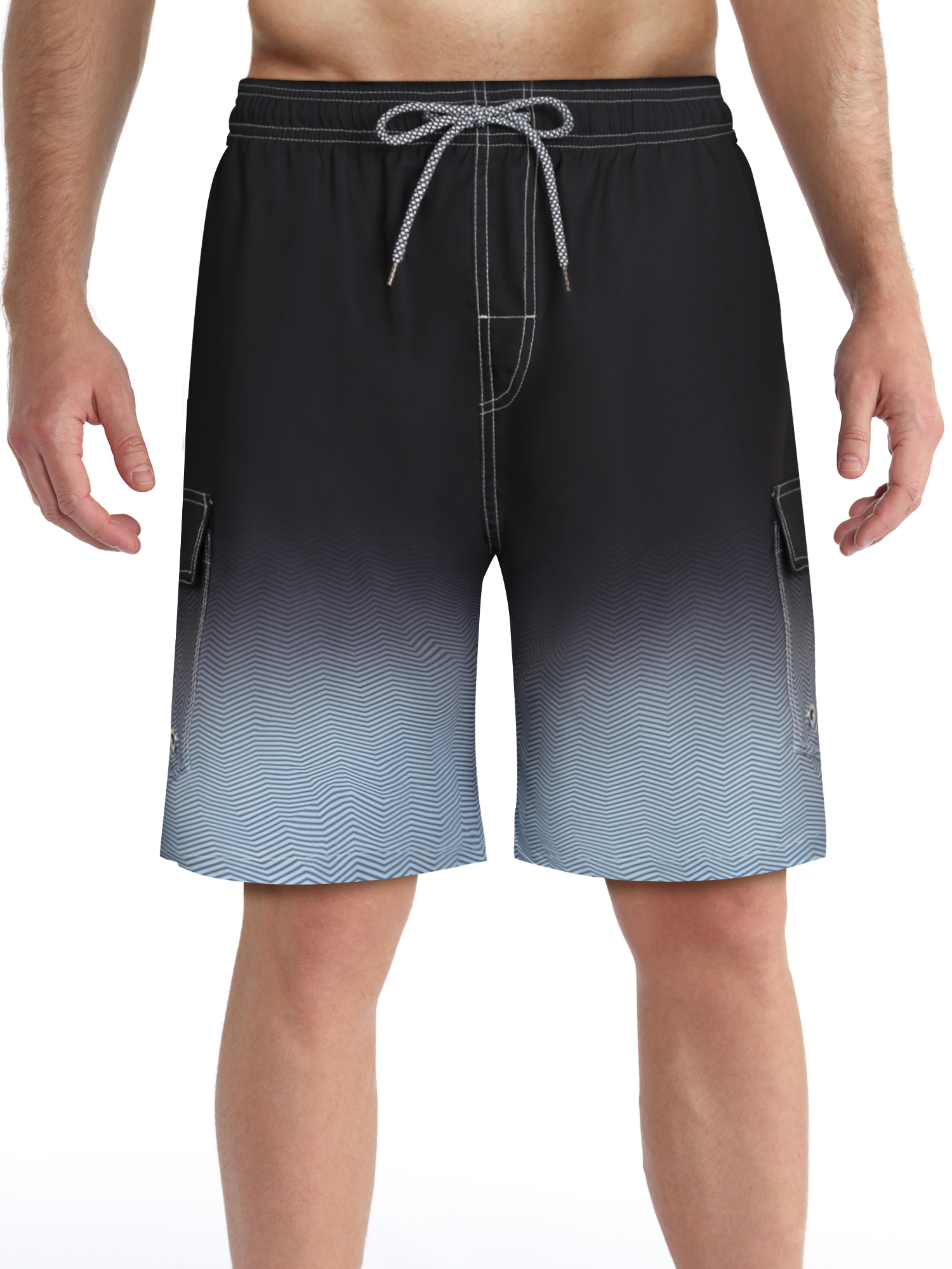 Men's Flag and Camo Print Cargo Swim Trunks