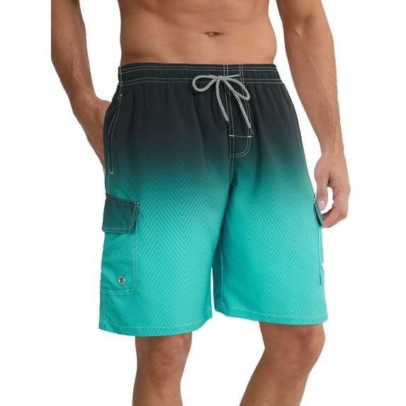 APTRO Mens Swim Trunks Mesh Liner Swimming Shorts Board Shorts Quick Dry Summer Beach Shorts Gradient Green Cargo MK197 2XL