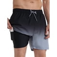 thumbnail image 1 of APTRO Mens Swim Trunks With 2 in 1 Compression Liner 5.5"Board Shorts Quick Dry Swimming Bathing Suit Summer Beach Shorts Gradient Black MK173, 1 of 7